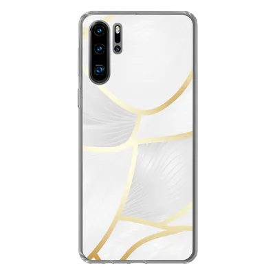 Produktbild von MuchoWow® Handyhülle Schutzhülle Hülle für Huawei P30 Pro Abstraktes Muster mit goldenen Linien Silikon Softcase Handy Hülle - Schutzdeckel