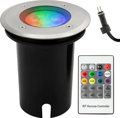 Produktbild von Bodenleuchte LED aus Edelstahl, 8 Farben RGB, 3 Power LEDs, 5,5W