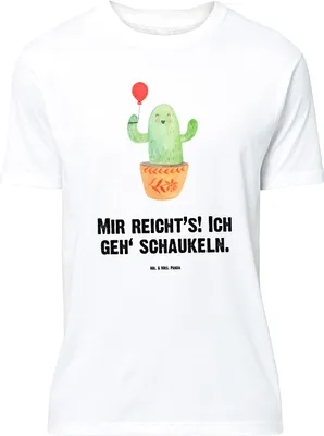 Produktbild von Mr. & Mrs. Panda Tshirt Kaktus Luftballon - Weiß - Geschenk, Prüfung, Übergrößen T-Shirt, Oversize, Neustart, Kakteen, Shirt, Büro, mit Spruch, Freundin