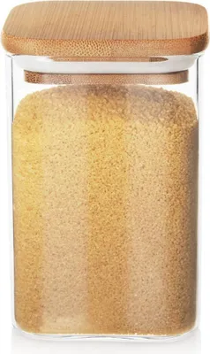 Image de Récipient en verre Bambou Cuisine Hermétique Produits alimentaires en vrac 1,1 L