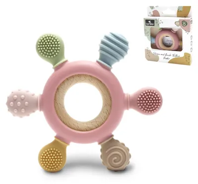 Obrázok produktu pre Lorelli Silicone and Beech Teether RUDDER hryzátko zo silikónu a bukového dreva pre bábätká od 0+ mesiacov BPA free na zúbkovanie