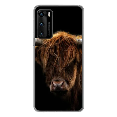 Produktbild von MuchoWow® Handyhülle Schutzhülle Hülle für Huawei P40 Schottischer Highlander - Hörner - Schwarz - Tiere - Natur - Wild - Kuh Silikon Softcase Handy Hülle - Handytasche