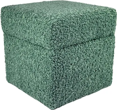 Zdjęcie produktu dla Pufa otwierana ROLF 40x40 cm tkanina bouclé baranek ze schowkiem siedzisko do salonu turkusowa