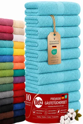 Produktbild von Betz 10 Stück Gästetücher 30x50 cm PREMIUM 100% Baumwolle Set Händehandtücher Farbe: türkis