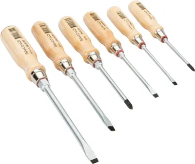 Produktbild von Bahco Satz Schraubendreher für Schlitz- und Phillips-Schrauben mit Holzgriff - 6-tlg.