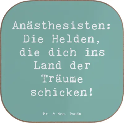 Produktbild von Mr. & Mrs. Panda Untersetzer Glas Spruch Anästhesist Held - Meeresbrise - Geschenk, personalisierte Geschenke, Getränkeuntersetzer, Coaster, gläseruntersetzer, für, Beruf
