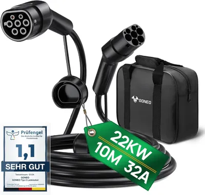 Obrázek produktu pro Nabíjecí kabel typu 2, 22 kW, 10 metrů, 32A, pro elektromobily, třífázový, s transportní taškou