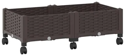 Obrázek produktu pro vidaXL Zahradní květináč na kolečkách, hnědý, 80 x 40 x 29 cm, PP