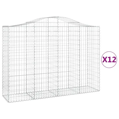 Productafbeelding van vidaXL Gabionen met boogvorm, 12 stuks, 200x50x140/160 cm, verzinkt staal