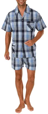 Produktbild von Gewebter Herren Shorty in edlem Gingham-Muster, durchknöpfbar - 191 105 91 430 ; marine , 54