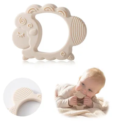 Productafbeelding van Beissring voor baby's, siliconen, BPA-vrij, schaapmotief, geschikt vanaf 3 maanden