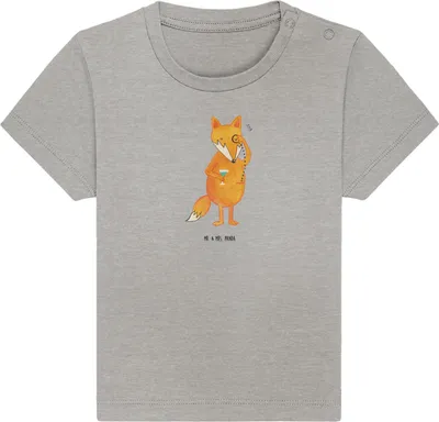 Produktbild von Mr. & Mrs. Panda  T-Shirt Fuchs Lord 24. - 36. Monat - Heather Grey - Geschenk, Motivation Spruch, Kinder Top, Schick, Monokel, Babyshirt, Cocktail, Baby Shirt, Lustig