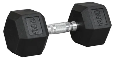 Produktbild von Hexagon Kurzhantel Gusseisen Hantel Gummi-Hantel Griff Gerändelt Gewichte Metall Gummi Schwarz 1 X 12,5 Kg