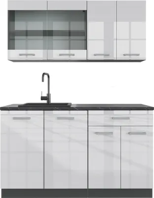 Produktbild von Vicco Singleküche R-Line, 140 cm ohne Arbeitsplatte, Weiß Hochglanz/Anthrazit