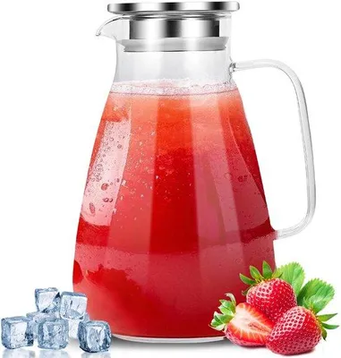 Image de Azomor : élégante carafe en verre avec couvercle, pour diverses boissons chaudes et froides