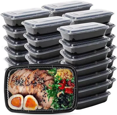 Immagine prodotto di Contenitori per la preparazione dei pasti - Conservazione degli alimenti - Preparazione dei pasti - Coperchi a prova di perdite - 50 pezzi da 900 ml - Trasparente