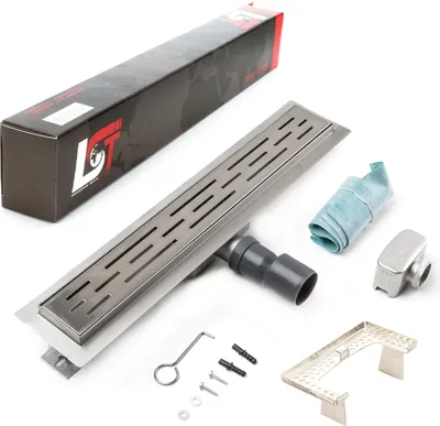 Produktbild von Duschrinne Linien Schlitz 500x70mm Ablaufrinne mit Edelstahl Siphon Haarsieb