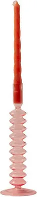 Produktbild von WinQ  Frhlicher runder Kerzenhalter aus Glas in der Farbe Rosa - 9x29,5cm - Kerzenhalter Glas fr 1 Kerze