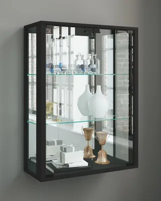 Produktbild von VCM Glasvitrine hängend | Vitrine Glas mit ESG-Sicherheitsglas | Maße ca.  H. 80 x B. 60 x T. 25 cm | Hängevitrine Glas | Modern und platzsparend | Glas Vitrinenschrank -  Udina Spiegel
