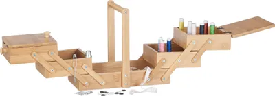 Produktbild von relaxdays Nähkästchen klein aus Bambus