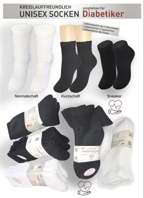 Produktbild von 6 Paar für Diabetiker entwickelte Sneaker Socken Socken für Damen und Herren 39-42 schwarz