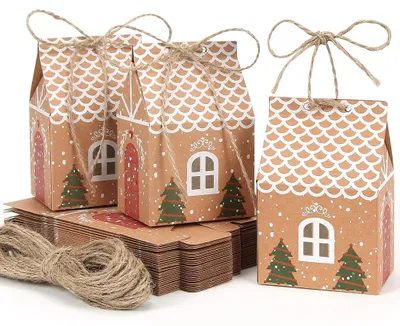 Image de Boîte cadeau - 30 pièces - Kraft - Noël - 10,5 x 7 x 5 cm