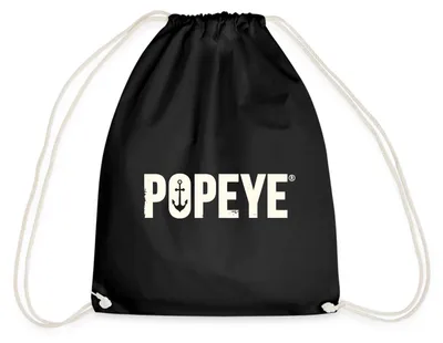 Produktbild von Spreadshirt Popeye Weißes Logo Turnbeutel, One size, Schwarz