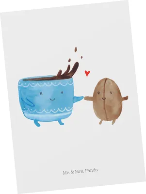 Produktbild von Mr. & Mrs. Panda Postkarte Kaffee Bohne - Weiß - Geschenk, Zufriedenheit, Grußkarte, Fotokarte, Ansichtskarte, Glück, Lustige Sprüche, Postkarten, Genuss, Ansichtskarten