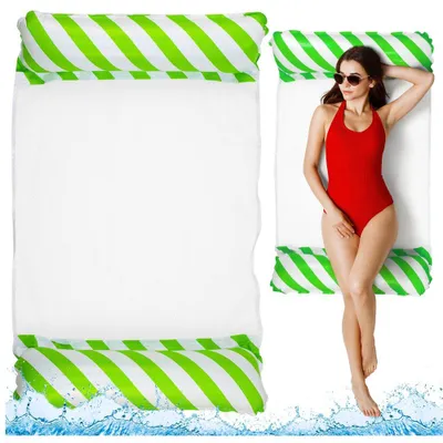 Produktbild von Aufblasbare Wasserhängematte Matratze Liegestuhl Weiß und Grün 120x70cm