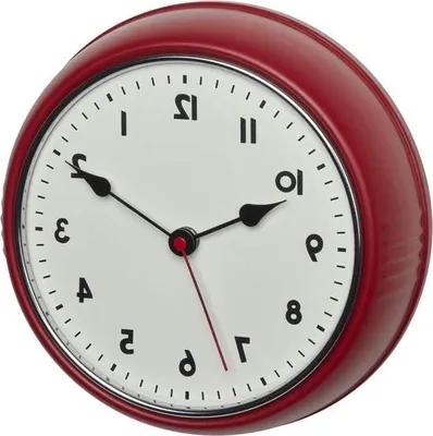 Image de Horloge murale rétro - analogique - parfaite pour la cuisine et le salon - 1 pièce - rouge - cadre métallique - Ø 24 cm