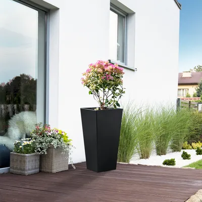 Produktbild von Pflanzkübel 'Vaargel' Pflanztopf 76 x 39 x 39 cm Pflanzsäule Stahl Schwarz