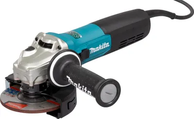 A Makita angle grinder is shown against a white background.