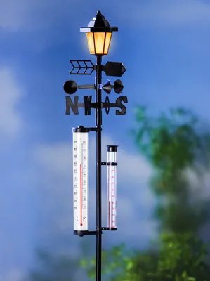 Produktbild von Solar 5in1 Wetterstation mit Thermometer, Niederschlagsmesser, ca. 158 cm hoch
