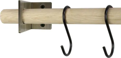 Immagine prodotto di Natural Goods Berlin GARD KNIC oro antico, appendiabiti, appendiabiti, asta rotonda in rovere 80 cm, 2 pezzi