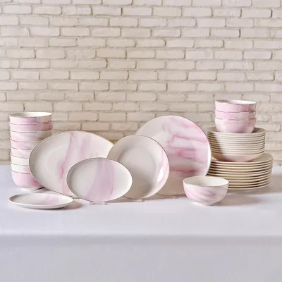 Produktbild von Serviesset 12 Personen Karaca Ria New lila - porzellan Servierset - 39-teilig - 12 Essplatten - 12 Suppenteller - 12 Schalen - 2 kleine ovale Platten - 1 große ovale Platte