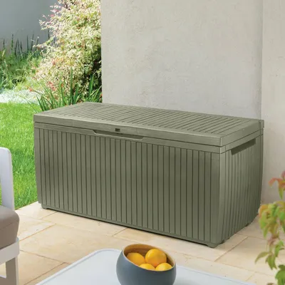 Immagine prodotto di Dmora Cassapanca Outdoor Burlington 53.5x123x57h cm Verde, Impermeabile Chiusura Lucchetto