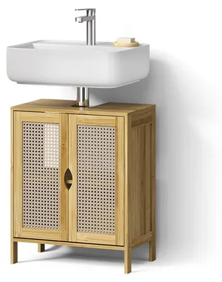 Image de Meuble sous lavabo Livinity Mincio Bambou 48x60cm à 2 portes, Model 62502