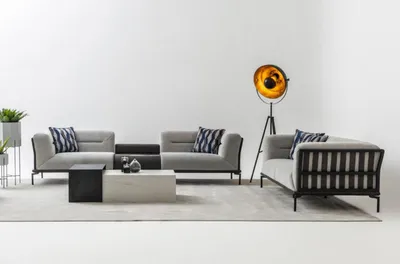 Produktbild von Hellgraue Sofagarnitur Eleganter 4-Sitzer Polster Dreisitzer 2tlg Set