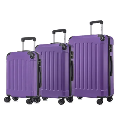 Produktbild von yonsly Premium Reisekoffer TSA-Schloss,YKK-Reißverschluss Hartschalen-Koffer Kabinenkoffer Rollkoffer Suitcase Handgepäck (Lila, M-L-XL-Set)