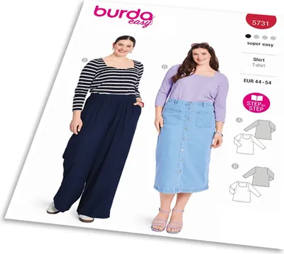 Obrázek produktu pro Střih Burda 5731 - Tričko se srdíčkovým výstřihem, tričko s hranatým výstřihem