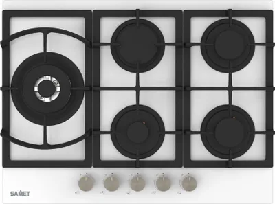 Immagine prodotto di Piano Cottura gas 5 fuochi 70 cm vetro bianco Samet Dafne70