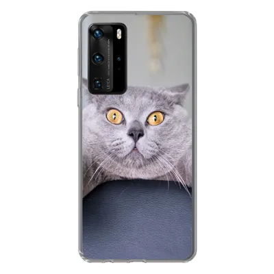 Produktbild von MuchoWow® Handyhülle Schutzhülle Hülle für Huawei P40 Pro Katze - Angst - Stuhl Silikon Softcase Handy Hülle - Schutz