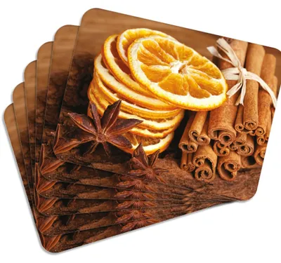 Produktbild von MG Design Set aus 6 Kork-Platzsets - Oranges 2 - 30 x 40 cm - hitzebeständig & abwischbar, mit Korkrückseite