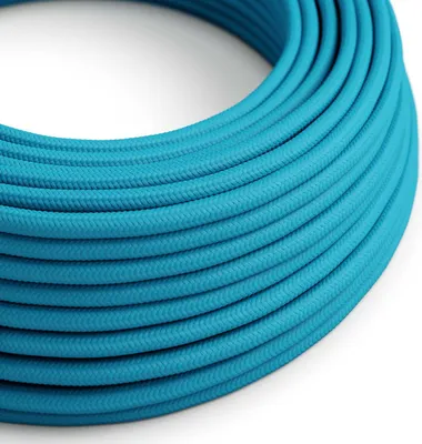 Immagine prodotto di Creative-Cables Cavo elettrico rivestito in tessuto, sezione 2 x 0,75 mm², 50 m, Turchese RM11, Rotondo effetto seta
