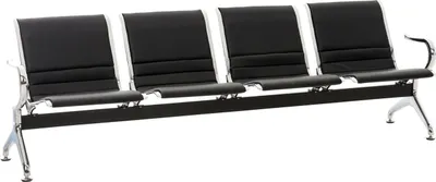 Produktbild von Wartebank Frankfurt 4-Sitzer NANTES - Kunstleder Schwarz 238x70x78 cm | Wartebank Airport Wartestühle Wartezimmerbank Sitzbank