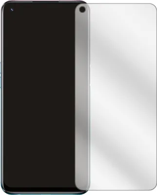 A smartphone screen protector is shown next to a smartphone.