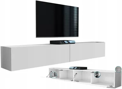 Zdjęcie produktu dla wisząca szafka rtv pod telewizor 200 nowoczesna biała matowa 210cm
