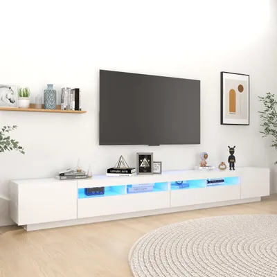 Image de vidaXL Armoire TV avec lampes LED Blanc 300x35x40 cm - Meuble TV