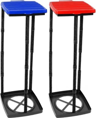 Image de Poubelles avec couvercle, 3 tailles, bleu/rouge, pour la maison et le jardin