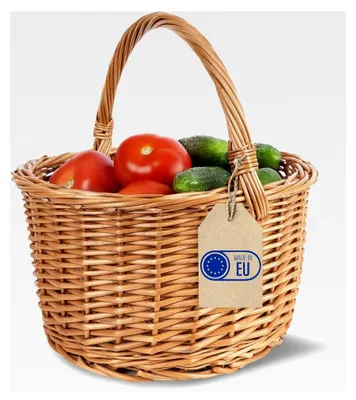 Produktbild von Weidenkorb mit Henkel | 35 x 35 x 36 cm (+/- 2 cm) | Handgeflochten, Einkaufskorb, Präsentkorb, Obstkorb, Picknickkorb | Naturbraun